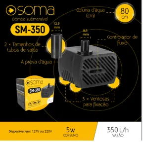 Bomba Submersa Soma SM-350 350L/h 127V