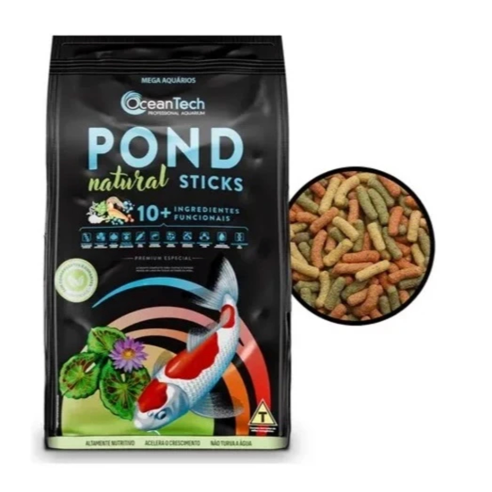 Ração para Carpas Ocean Tech Pond Natural Sticks Bag Ração P/ Carpas, kinguios, Koi E Outros Peixes De Agua Fria - Imagem 2