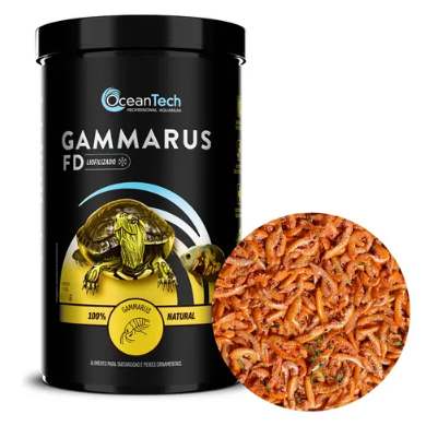 Ração Gammarus FD Ocean Tech para Tartarugas Aquáticas Alimento Natural Desidratado Camarão para Répteis - Imagem 2