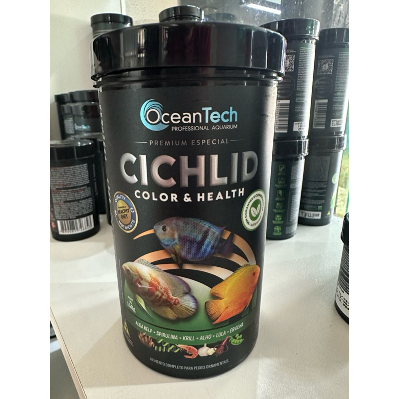 Ração Cichlid Color Health Ocean Tech para Oscar Acará Ciclídeos Realce de Cores