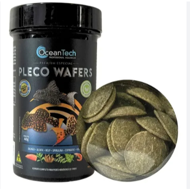 Ração Ocean Tech Pleco Wafers para Cascudos e Peixes de Fundo Herbívoros – Pastilhas que Afundam