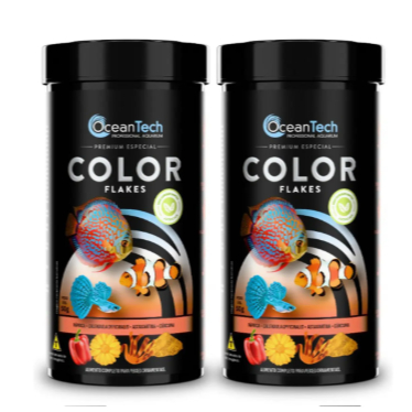 Ração Color Flakes Ocean Tech para Peixes Ornamentais Tropicais Realça Cores Alimento em Flocos - Imagem 4
