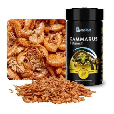 Ração Gammarus FD Ocean Tech para Tartarugas Aquáticas Alimento Natural Desidratado Camarão para Répteis