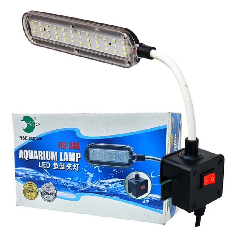 Luminária LED RS Aqua com Clip Bivolt | Modelos RS-38L 2W e RS-58L 3,5W para Aquários até 50L