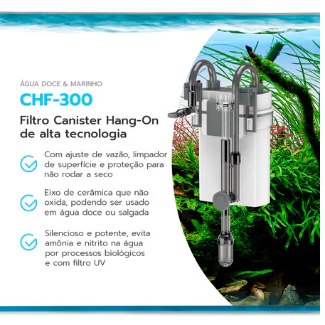 Filtro Mini Canister Hang On Ocean Tech CHF-300 Filtro Externo para Aquário Silencioso - Imagem 2